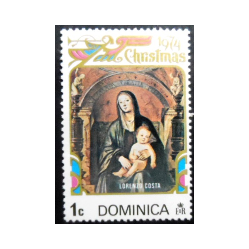 Selo postal da Dominica de 1974 Madonna and Child with Saints