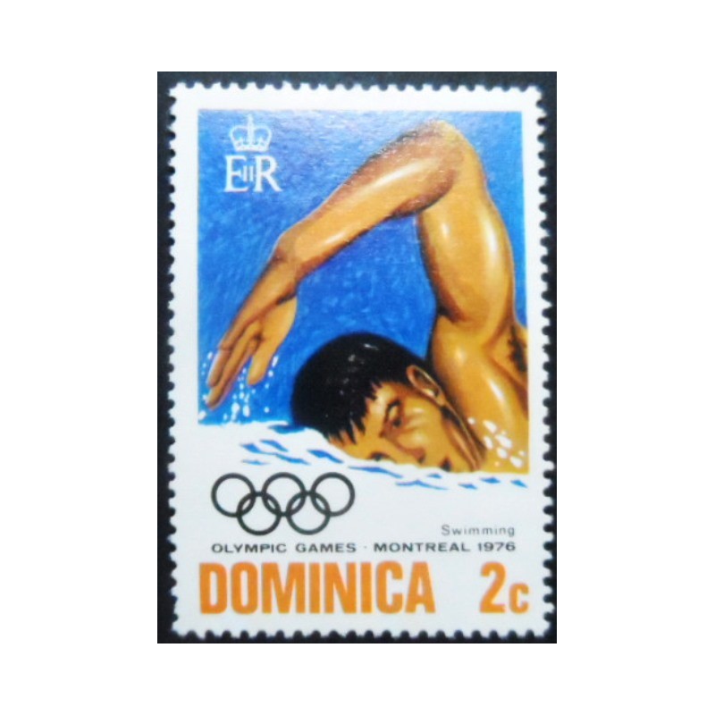 Selo postal da Dominica de 1976 Swimming