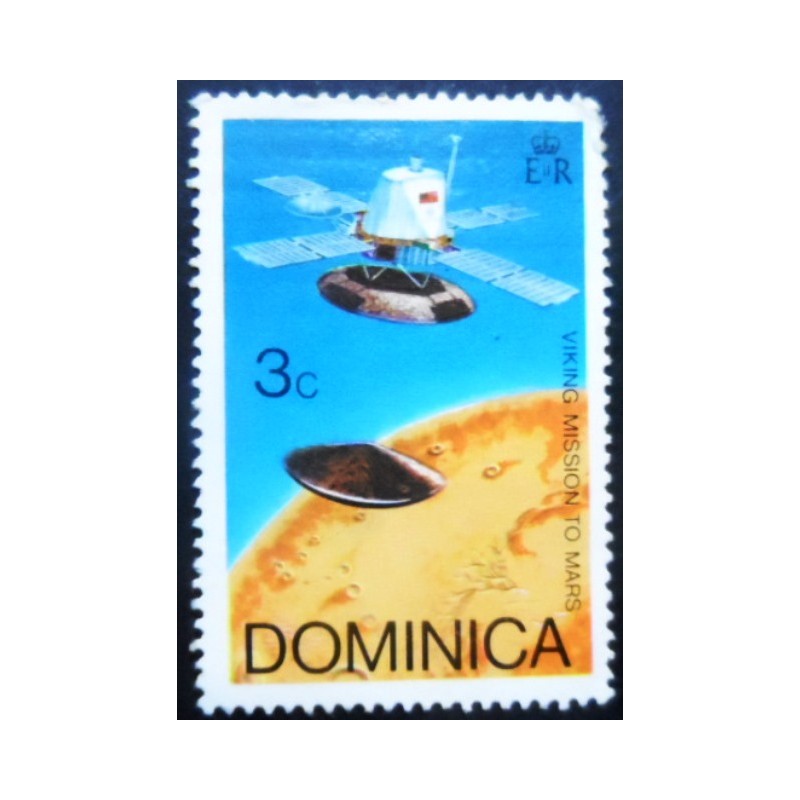 Selo postal da Dominica de 1976 Orbiter & landing capsule