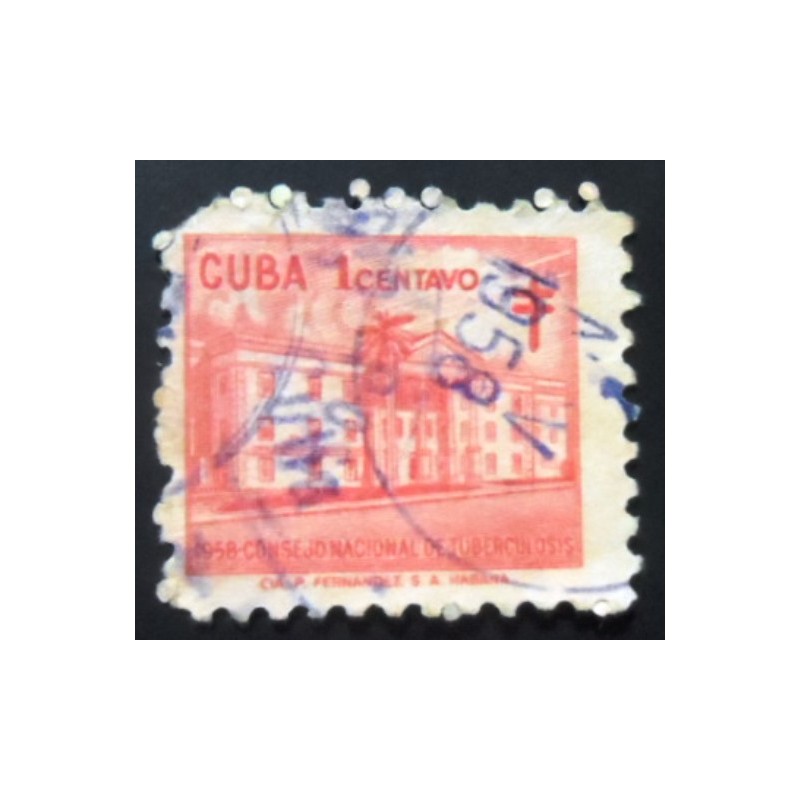 Selo postal de Cuba de 1958 Nat'l TB Council bldg