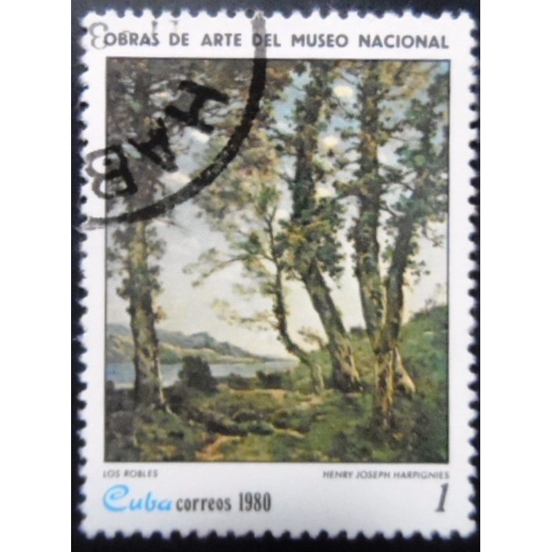 Selo postal de Cuba de 1980 Henri-Joseph Harpignies