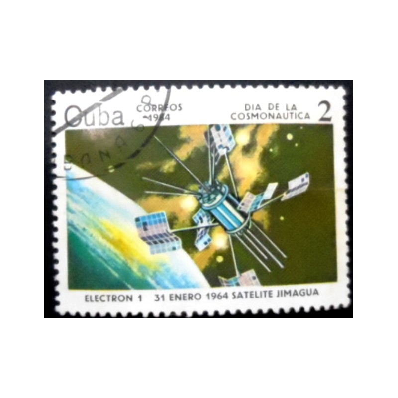 Selo postal de Cuba de 1984 Satellite Electron 1