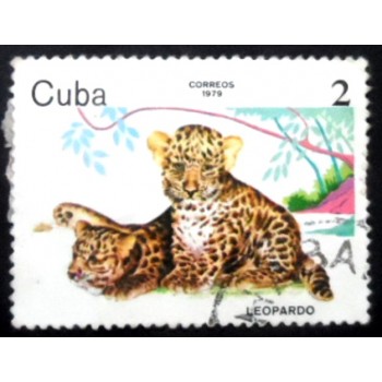 Selo postal de Cuba de 1979 Leopard U