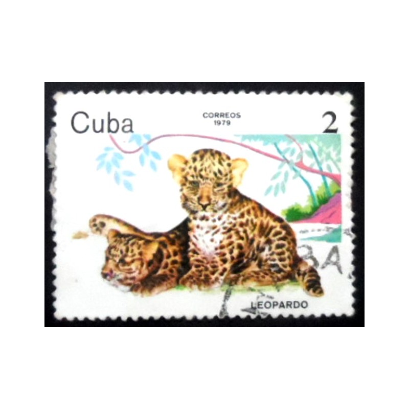 Selo postal de Cuba de 1979 Leopard U