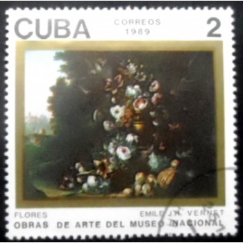 Selo postal de Cuba de 1989 E. Vernet Flowers