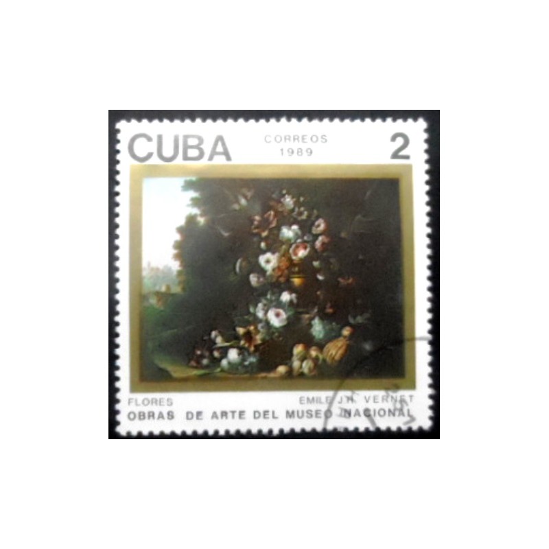 Selo postal de Cuba de 1989 E. Vernet Flowers