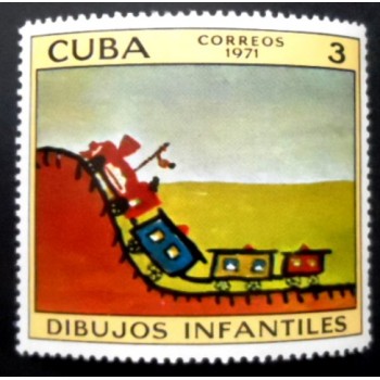 Selo postal de Cuba de 1971 Little Train M