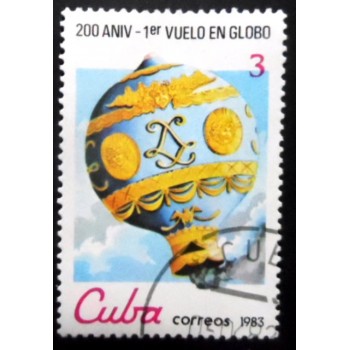 Selo postal de Cuba de 1983 Montgolfier