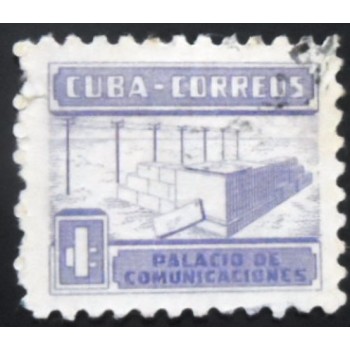 Selo postal de Cuba de 1951 Communications bldg tax