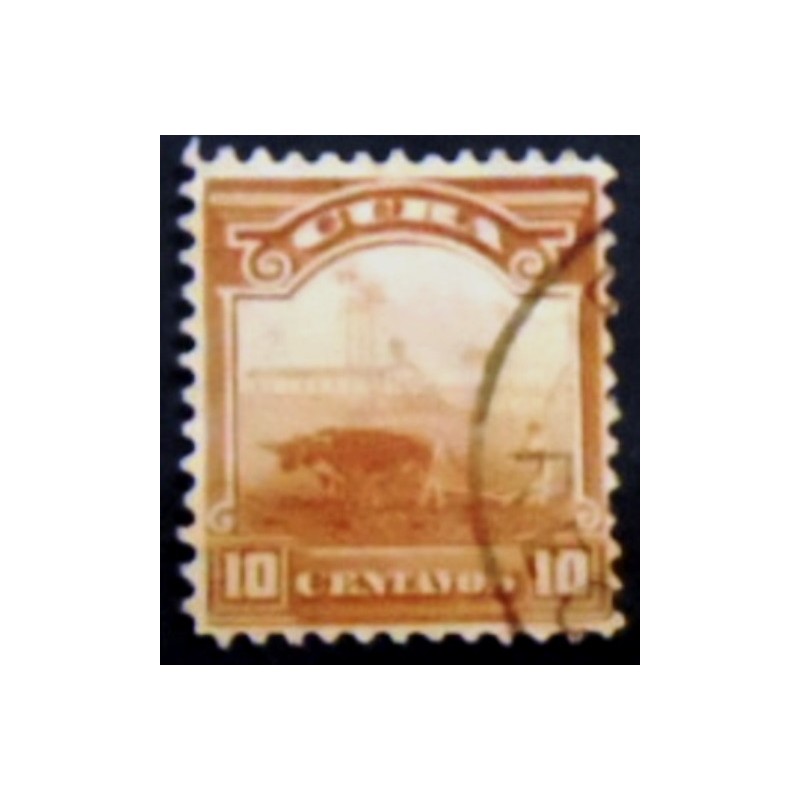 Imagem do selo postal de Cuba de 1899 Sugar Cane Plantation