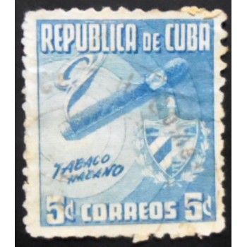 Selo postal de Cuba de 1950 Cigar and Country's Coat of Arms