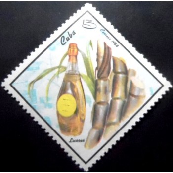 Selo postal de Cuba de 1968 Rum Sugar Cane