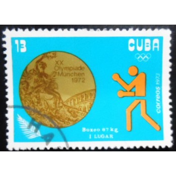 Selo postal de Cuba de 1973 Gold Medal Boxing 67 kg