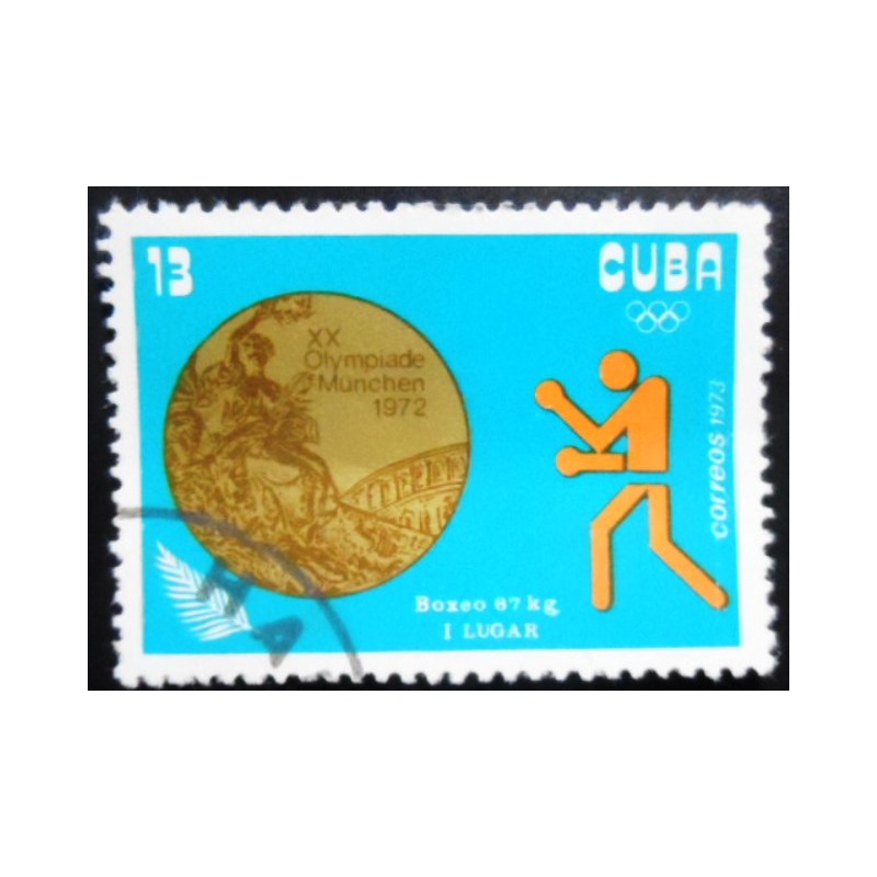 Selo postal de Cuba de 1973 Gold Medal Boxing 67 kg