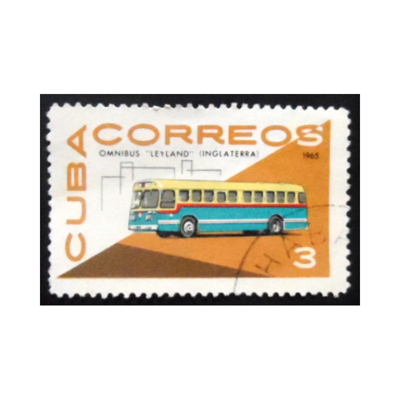 Selo postal de Cuba de 1965 Leyland bus