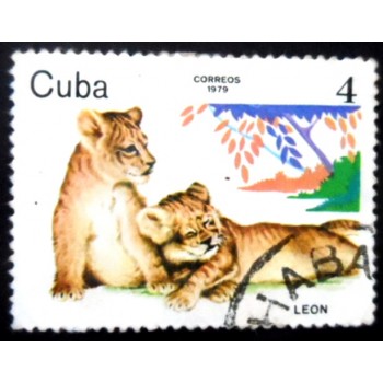 Selo postal de Cuba de 1979 Lion