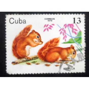 Selo postal de Cuba de 1979 Eurasian Red Squirrel