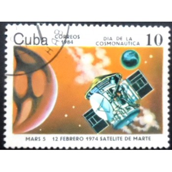 Selo postal de Cuba de 1984 Spacecraft Mars-5