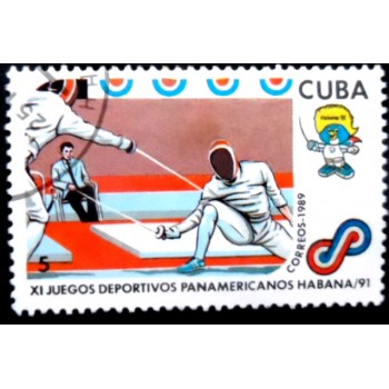 Selo postal de Cuba de 1989 Fencing