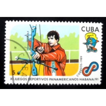 Selo postal de Cuba de 1989 Archery