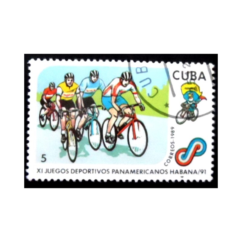 Selo postal de Cuba de 1989 Cycling