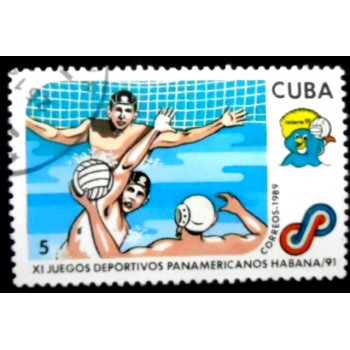 Selo postal de Cuba de 1989 Water polo