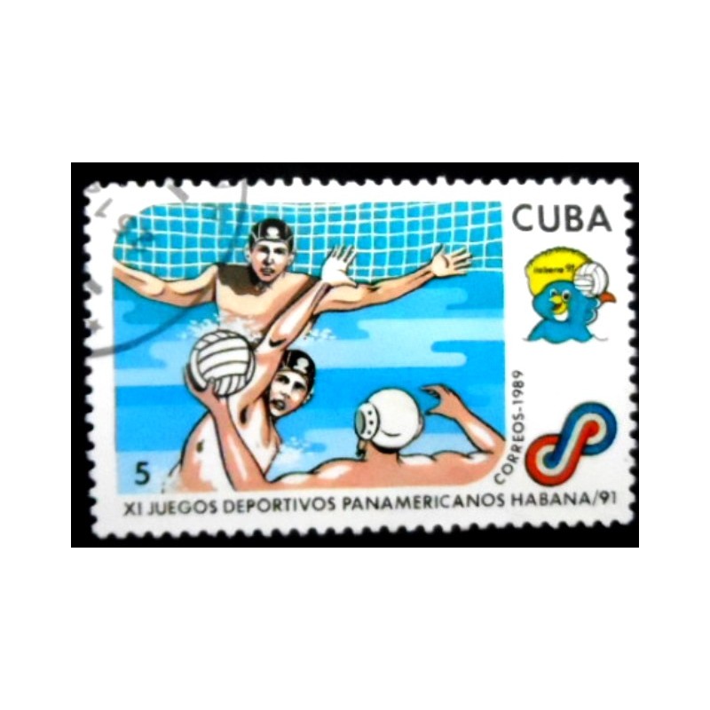 Selo postal de Cuba de 1989 Water polo