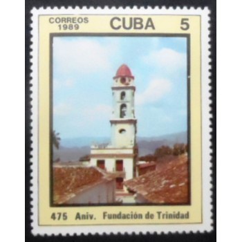 Selo postal de Cuba de 1989 Fundacion de Trinidad