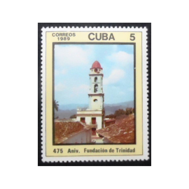 Selo postal de Cuba de 1989 Fundacion de Trinidad