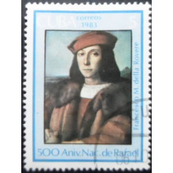 Selo postal de Cuba de 1983 Francesco Maria I della Rovere by Raffael