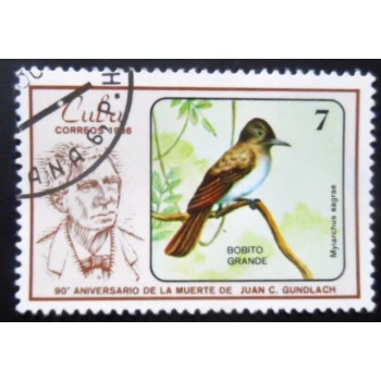 Selo postal de Cuba de 1986 La Sagra's Flycatcher