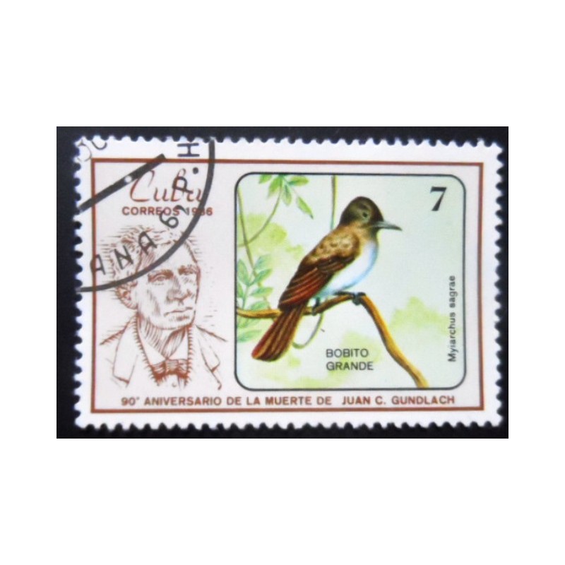 Selo postal de Cuba de 1986 La Sagra's Flycatcher