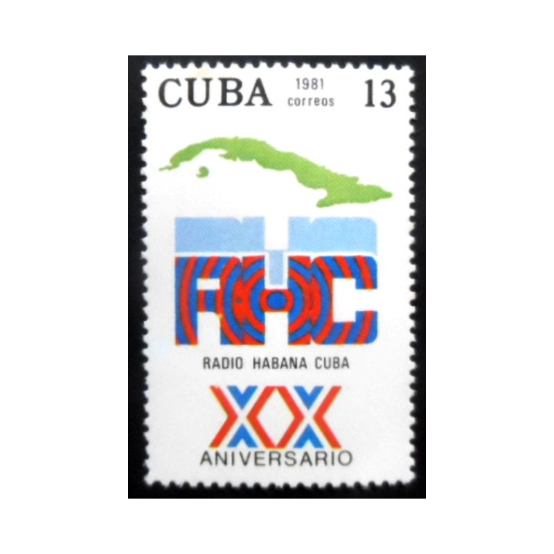 Selo postal de Cuba de 1981 Radio Habana