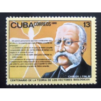 Selo postal de Cuba de 1981 Carlos Finlay portrait