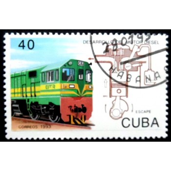 Selo postal de Cuba de 1993 Locomotive