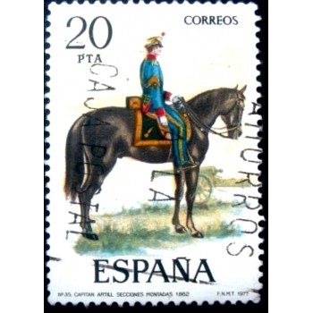 Selo postal da Espanha de 1977 Mounted Artillery U