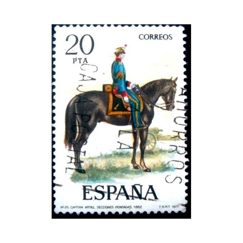 Selo postal da Espanha de 1977 Mounted Artillery U