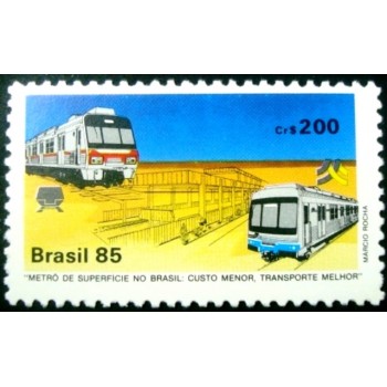 Selo postal do Brasil de 1985 Metrô de Superfície N