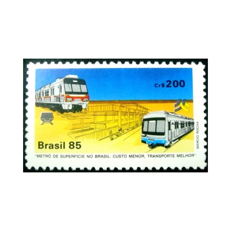 Selo postal do Brasil de 1985 Metrô de Superfície N