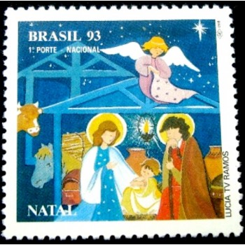 Selo postal do Brasil de 1993 Jesus Maria e José M