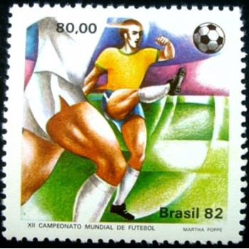 Selo postal do Brasil de 1982 Jogada M