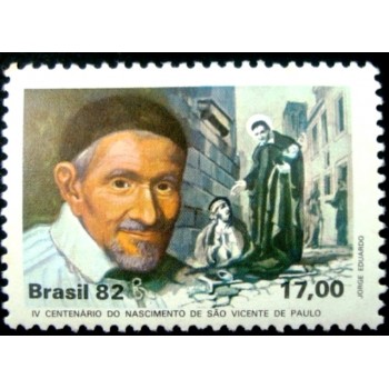 Selo postal do Brasil de 1982 São Vicente de Paula M