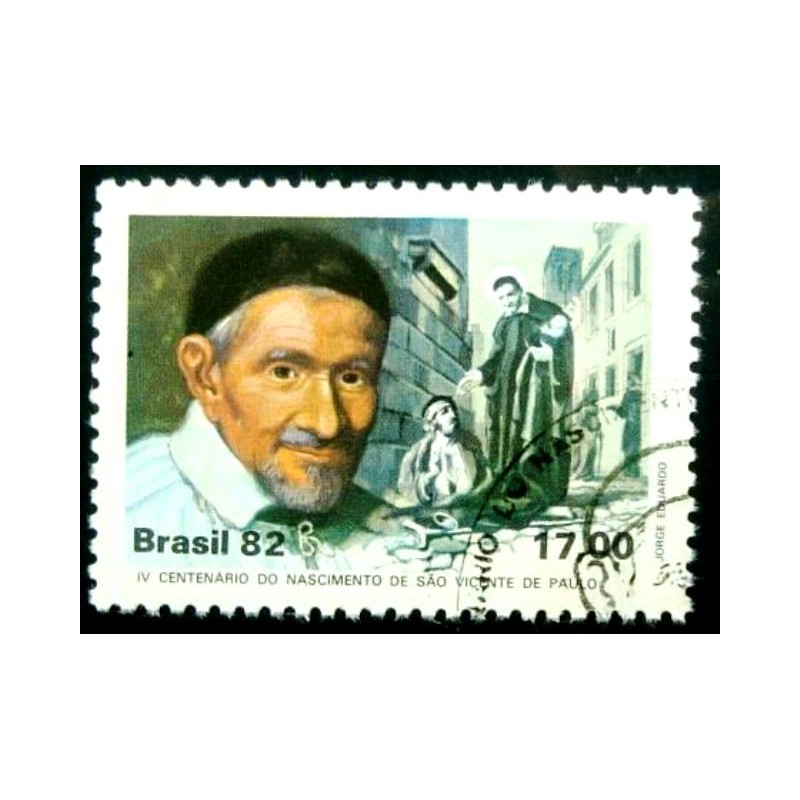 Selo postal do Brasil de 1982 - São Vicente de Paula MCC