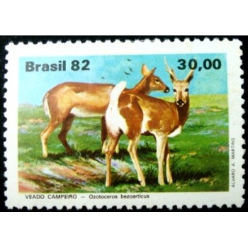 Selo postal do Brasil de 1982 Veado Campeiro -M