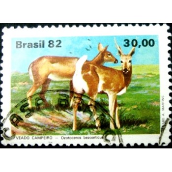 Selo postal do Brasil de 1982 Veado Campeiro U