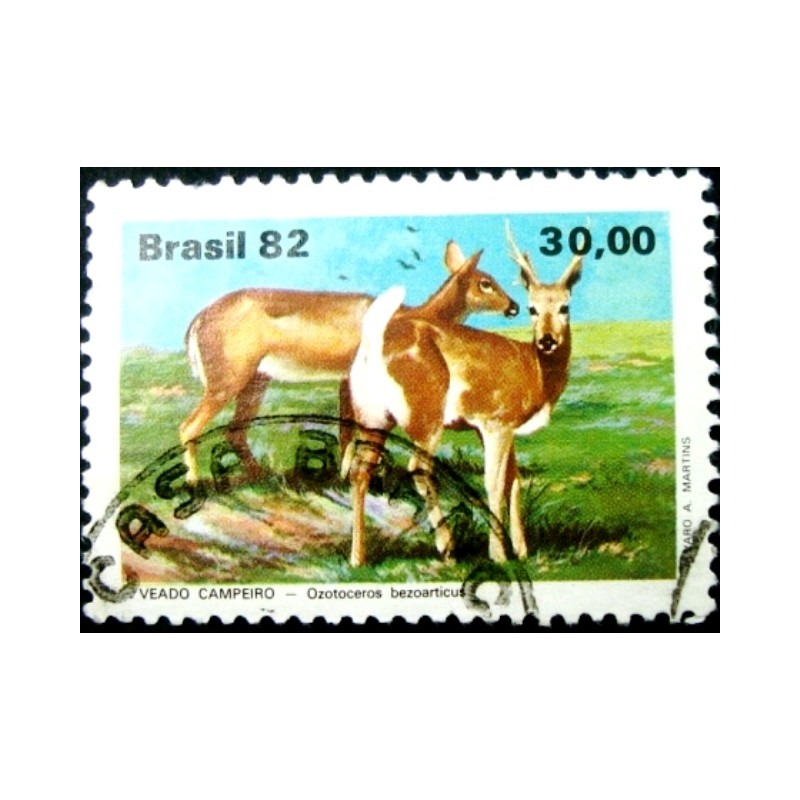 Selo postal do Brasil de 1982 Veado Campeiro U