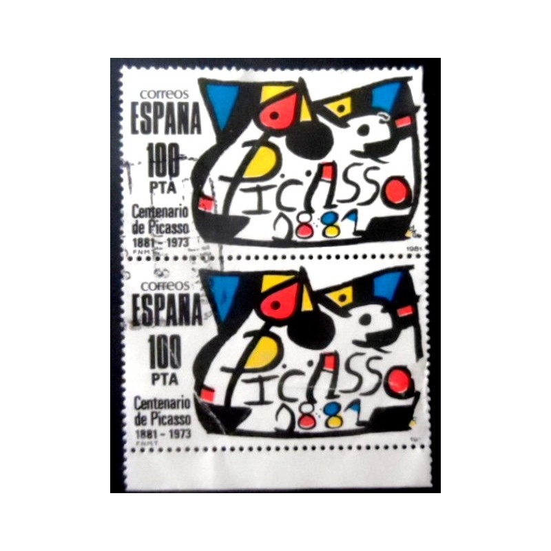 Par de selos postais da Espanha de 1981 Homenaje a Picasso