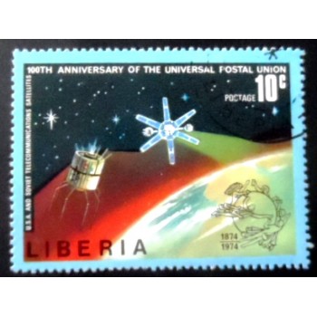 Selo postal da Libéria de 1974 Telecommunications Satellites