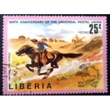 Selo postal da Libéria de 1974 American Pony Express