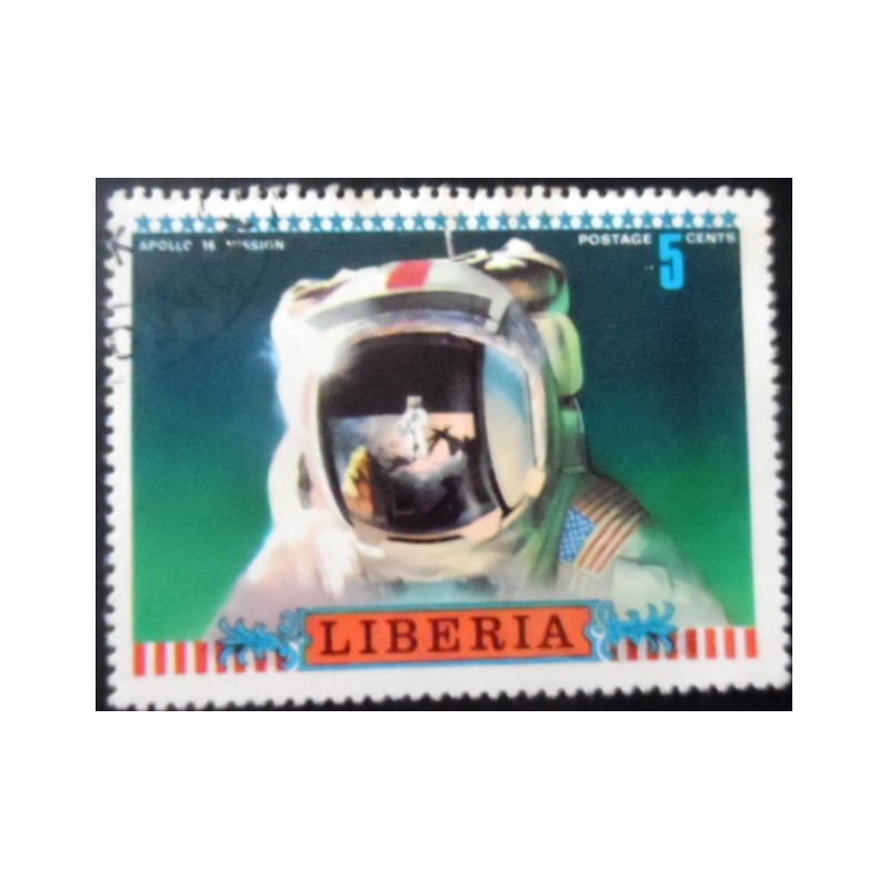 Selo postal da Libéria de 1972 Astronaut